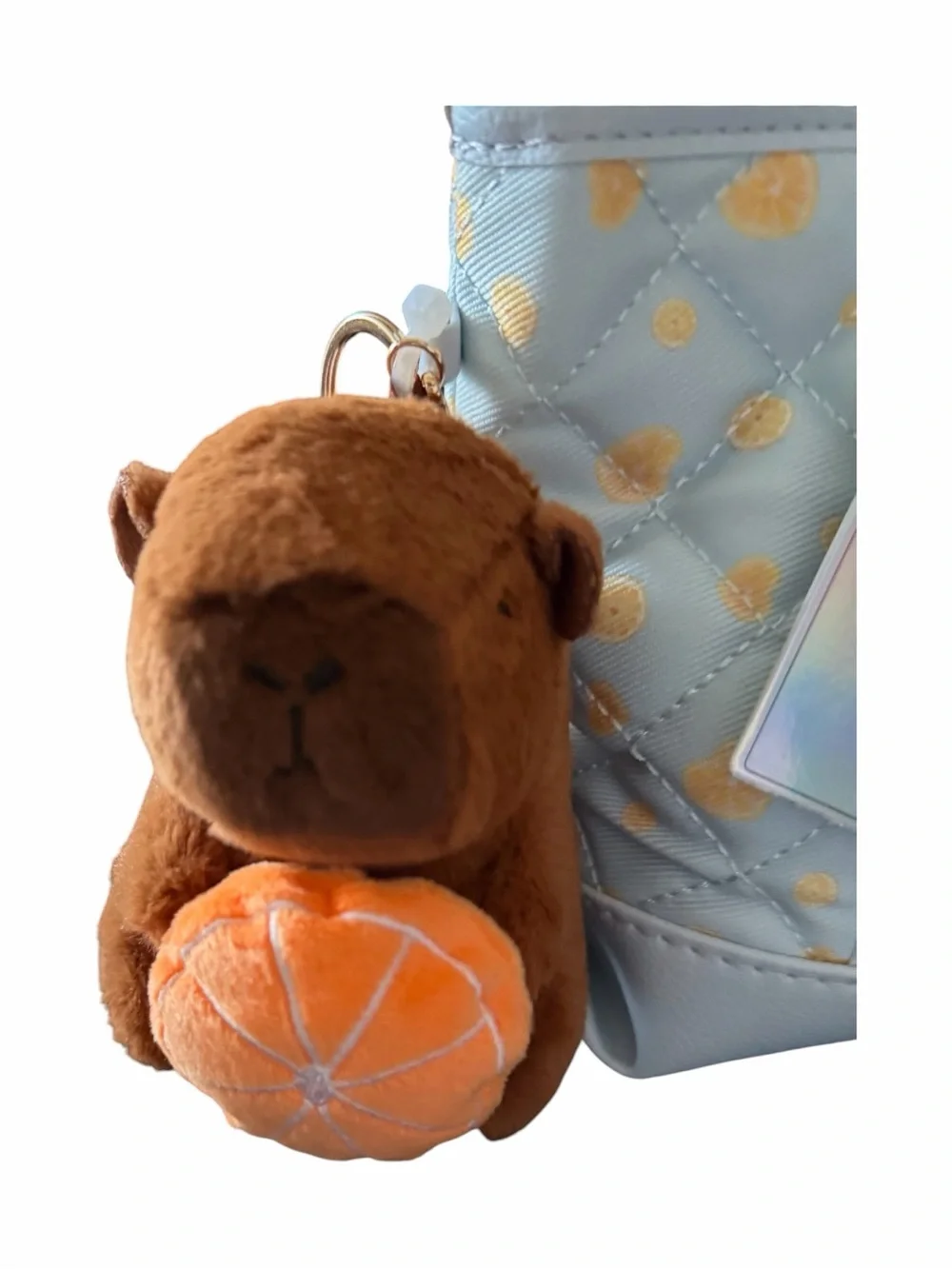 MWT-Under one skyKids Blue Quilted Tote with Plush Capybara Keychain